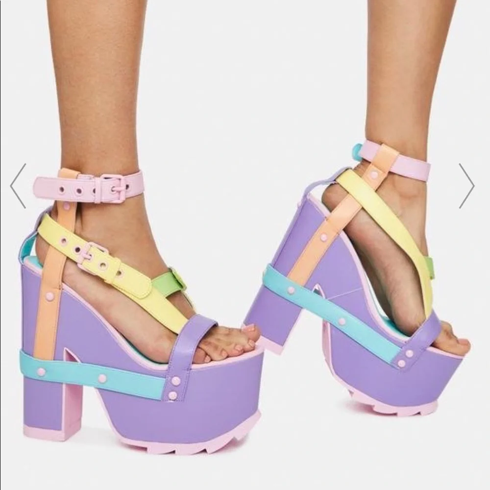 LAST PAIR YRU Dollskill Pastel Nightcall Platform Heels - Picture 3 of 10